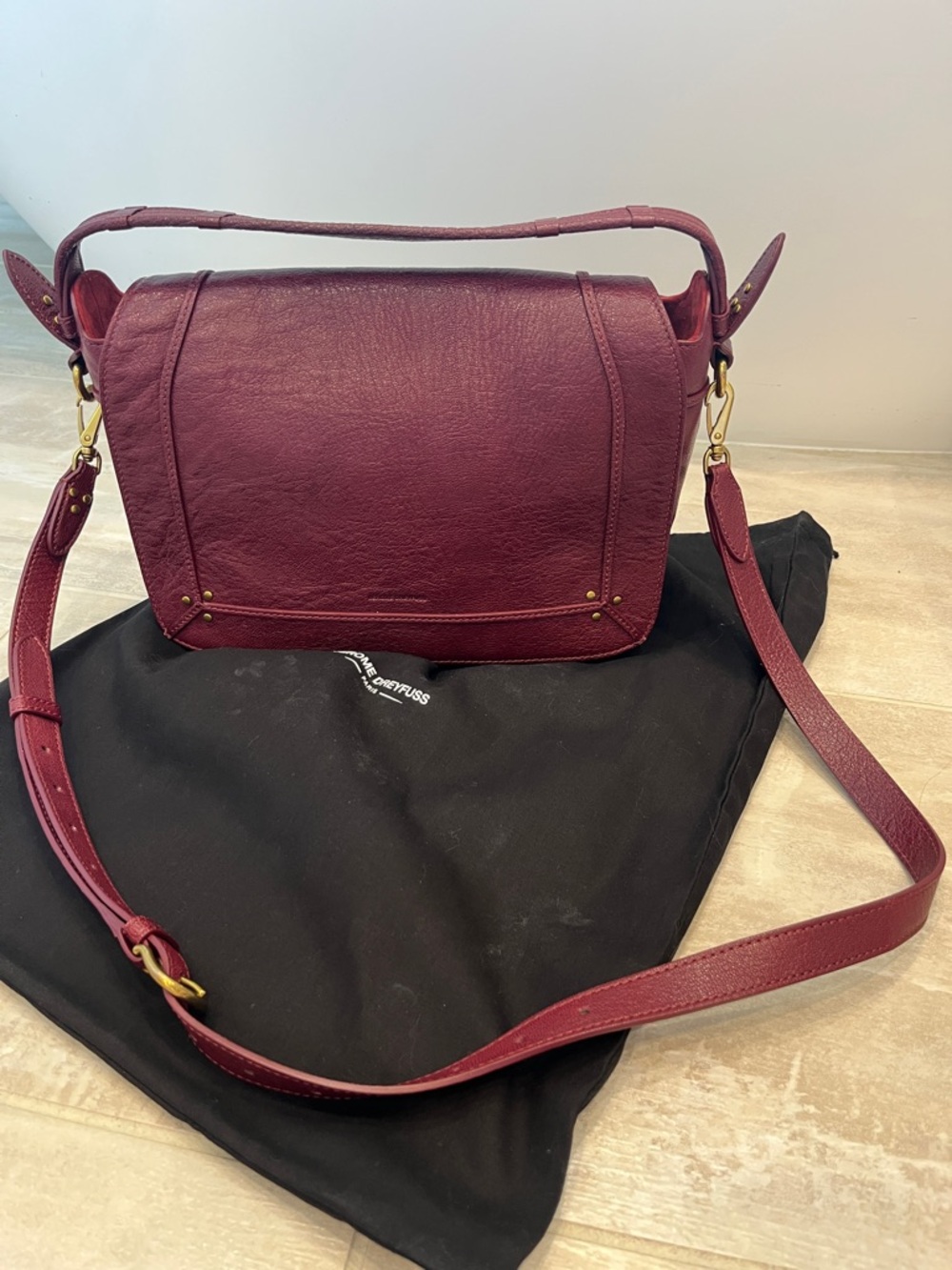 Jerome Dreyfuss Medium Pepito bag Bordeaux handbag crossbody